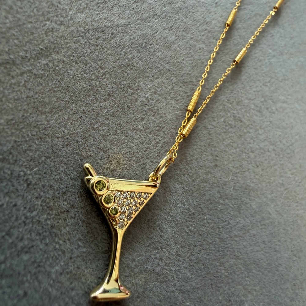 Gold Martini Pendant Necklace